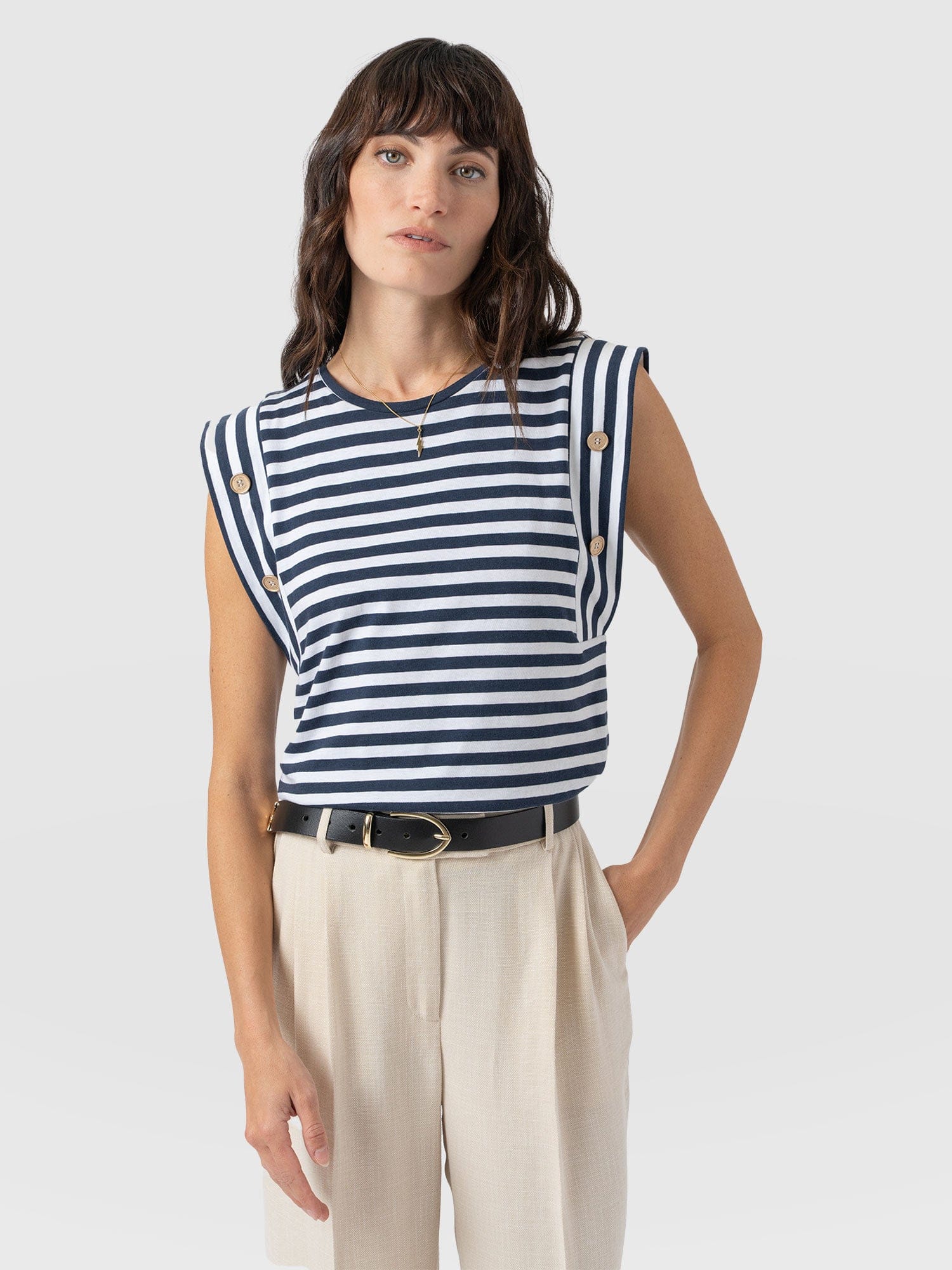 Rowan Tee Navy Stripe - Women's T-Shirts | Saint + Sofia® USA